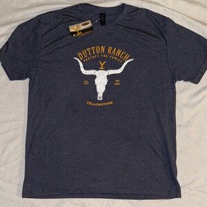 Gildan Blue Tee with Yellow Show Graphic Sz XL